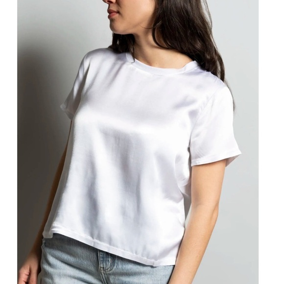 NATION LTD Marie Sateen Top White Small NWT - Picture 1 of 6